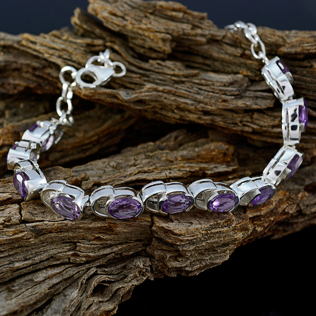 Amethyst Bicycle Day Tiny Purple Sterling Silver Links Bracelet