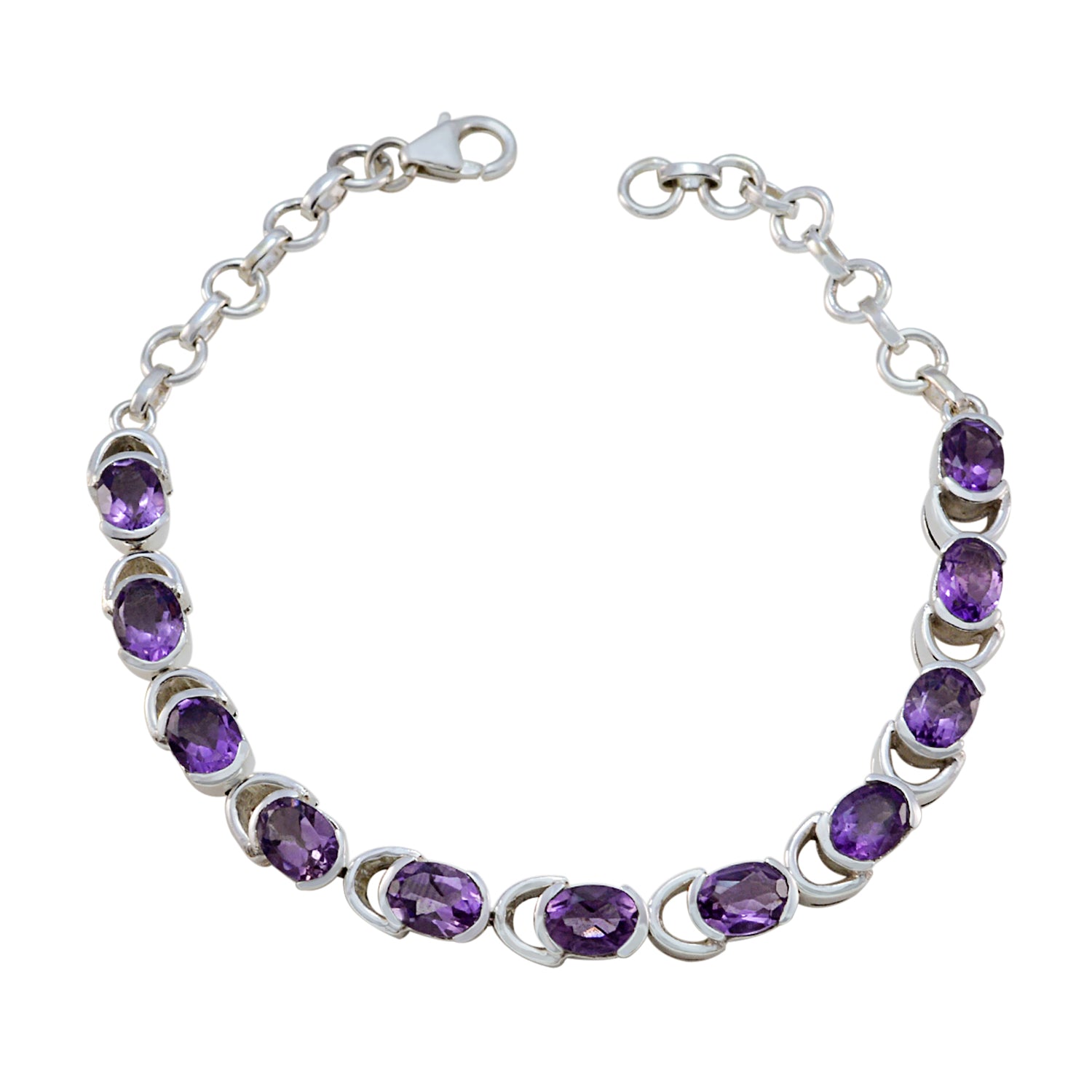 Amethyst Bicycle Day Tiny Purple Sterling Silver Links Bracelet Image principale du produit