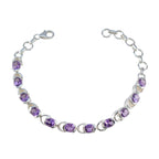Amethyst Bicycle Day Tiny Purple Sterling Silver Links Bracelet