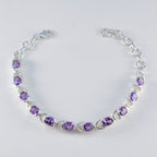 Amethyst Bicycle Day Tiny Purple Sterling Silver Links Bracelet