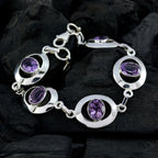 Amethyst Birthday Tiny Purple 925 Silver Links Bracelet