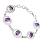 Amethyst Birthday Tiny Purple 925 Silver Links Bracelet