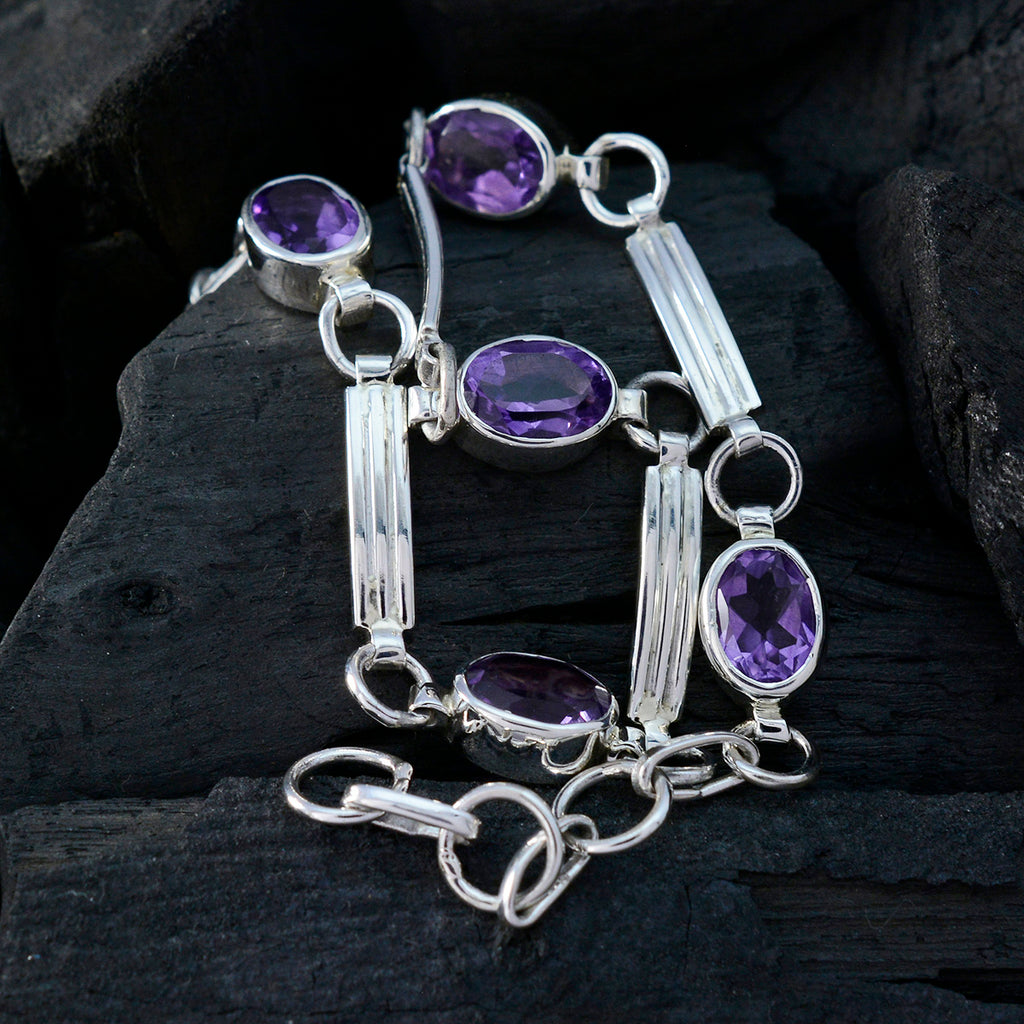Amethyst Biscuit Day Featherlight Purple Silver Links Bracelet