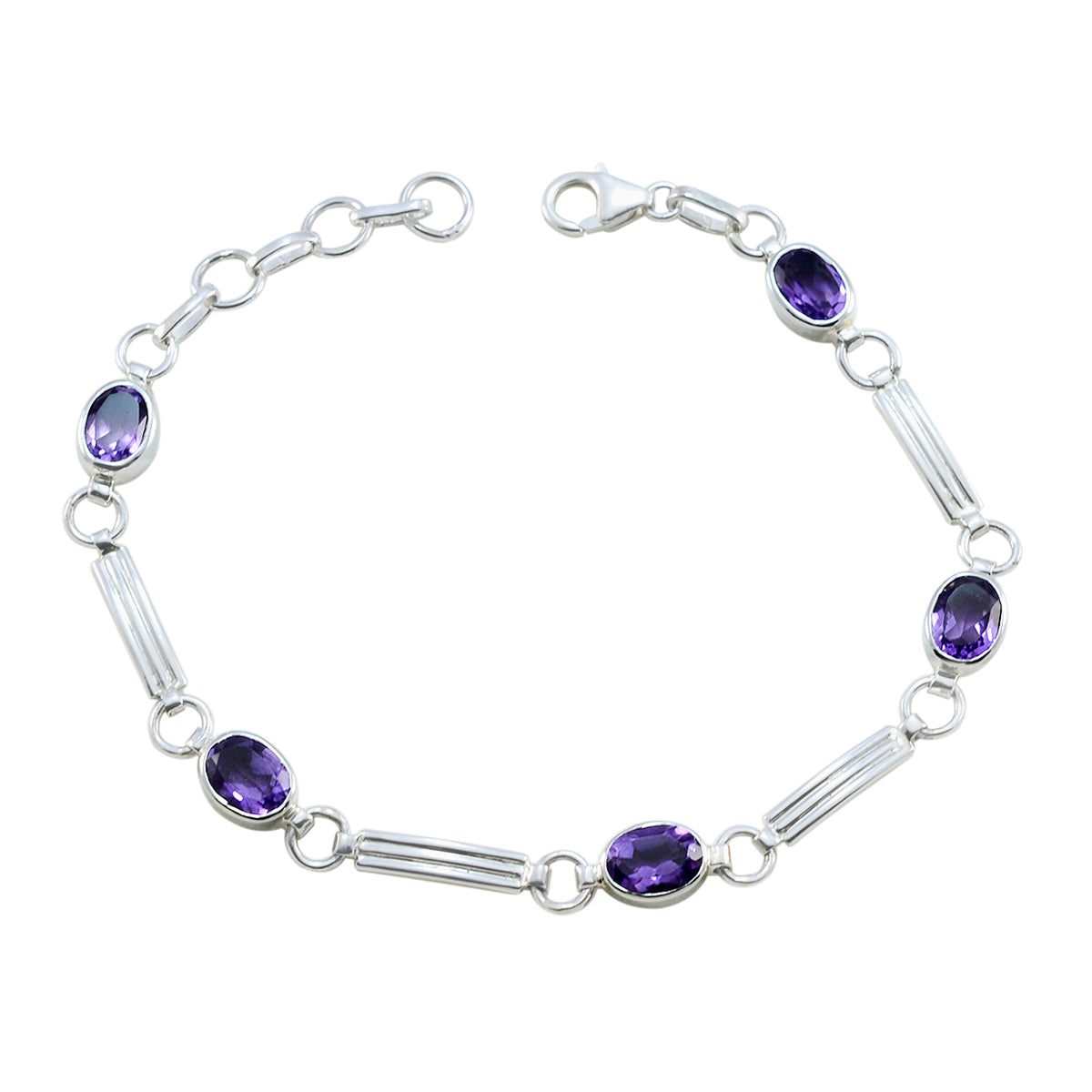 Amethyst Biscuit Day Featherlight Purple Silver Links Bracelet Huvudsaklig produktbild