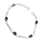 Amethyst Biscuit Day Featherlight Purple Silver Links Bracelet