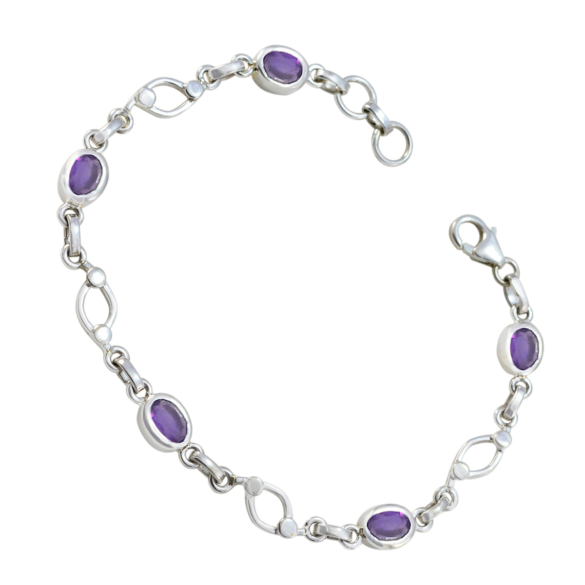 Amethyst Black Business Month Whisper-thin Purple Sterling Silver Links Bracelet