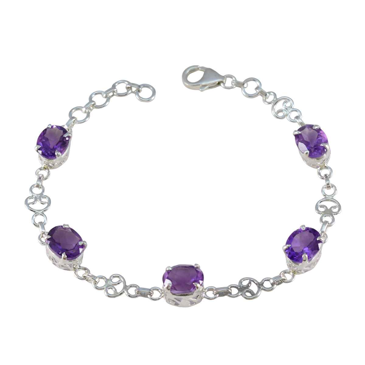 Amethyst Black Friday Featherlight Purple 925 Silver Links Bracelet