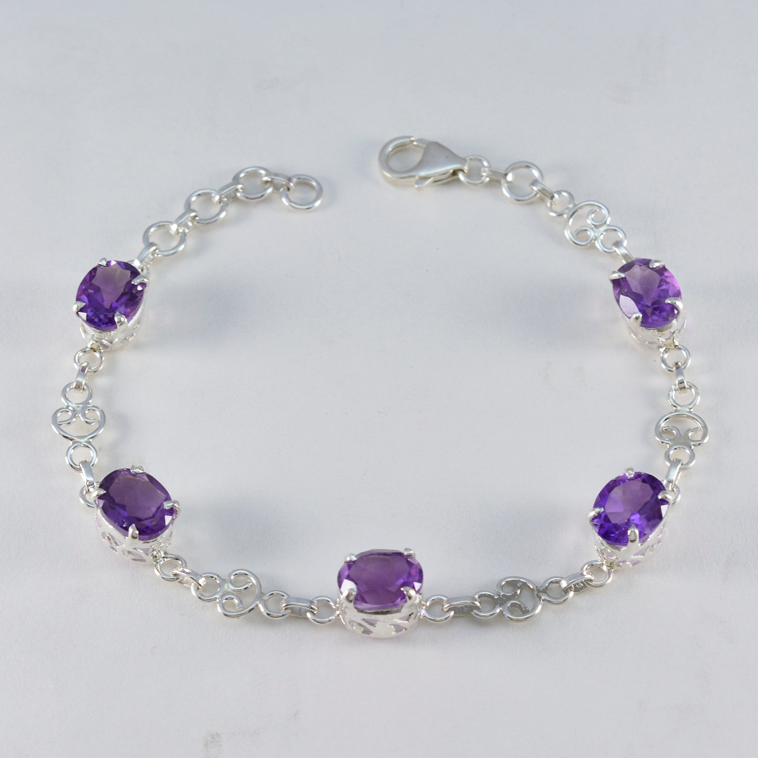 Amethyst Black Friday Featherlight Purple 925 Silver Links Bracelet