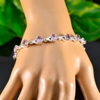 Amethyst Black History Month Slim Purple Silver Links Bracelet
