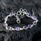 Amethyst Black History Month Slim Purple Silver Links Bracelet