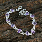 Amethyst Black History Month Slim Purple Silver Links Bracelet