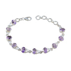 Amethyst Black History Month Slim Purple Silver Links Bracelet
