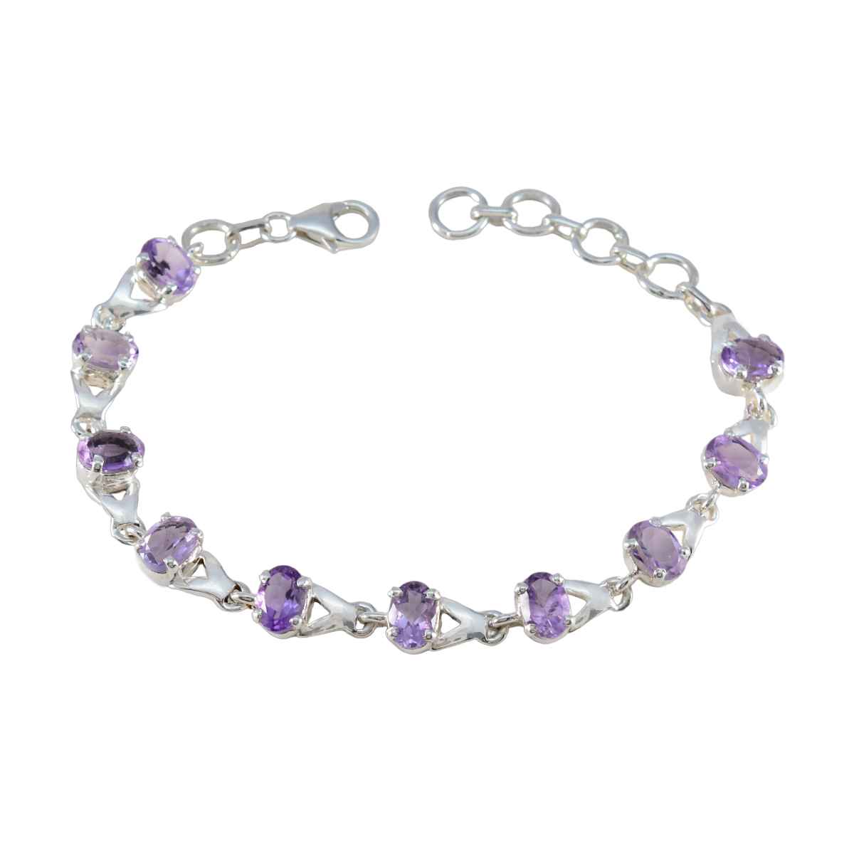 Amethyst Black History Month Slim Purple Silver Links Bracelet