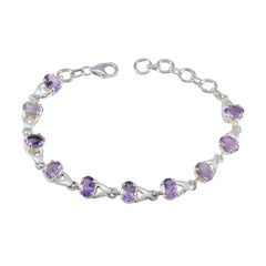 Amethyst Black History Month Slim Purple Silver Links Bracelet