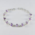 Amethyst Black History Month Slim Purple Silver Links Bracelet