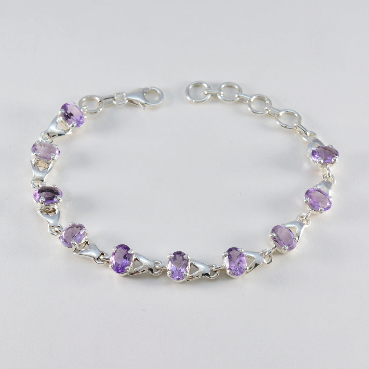 Amethyst Black History Month Slim Purple Silver Links Bracelet