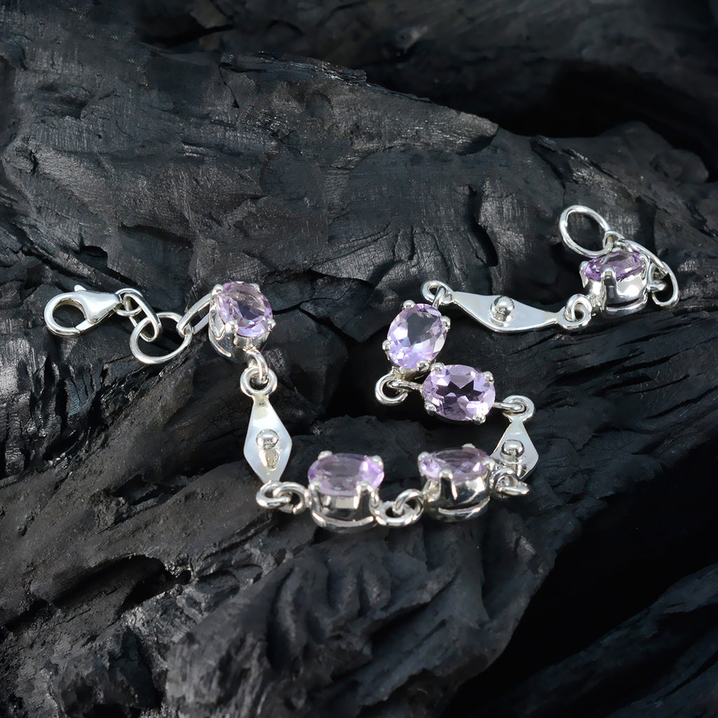 Amethyst Blue Monday Slim Purple Sterling Silver Links Bracelet