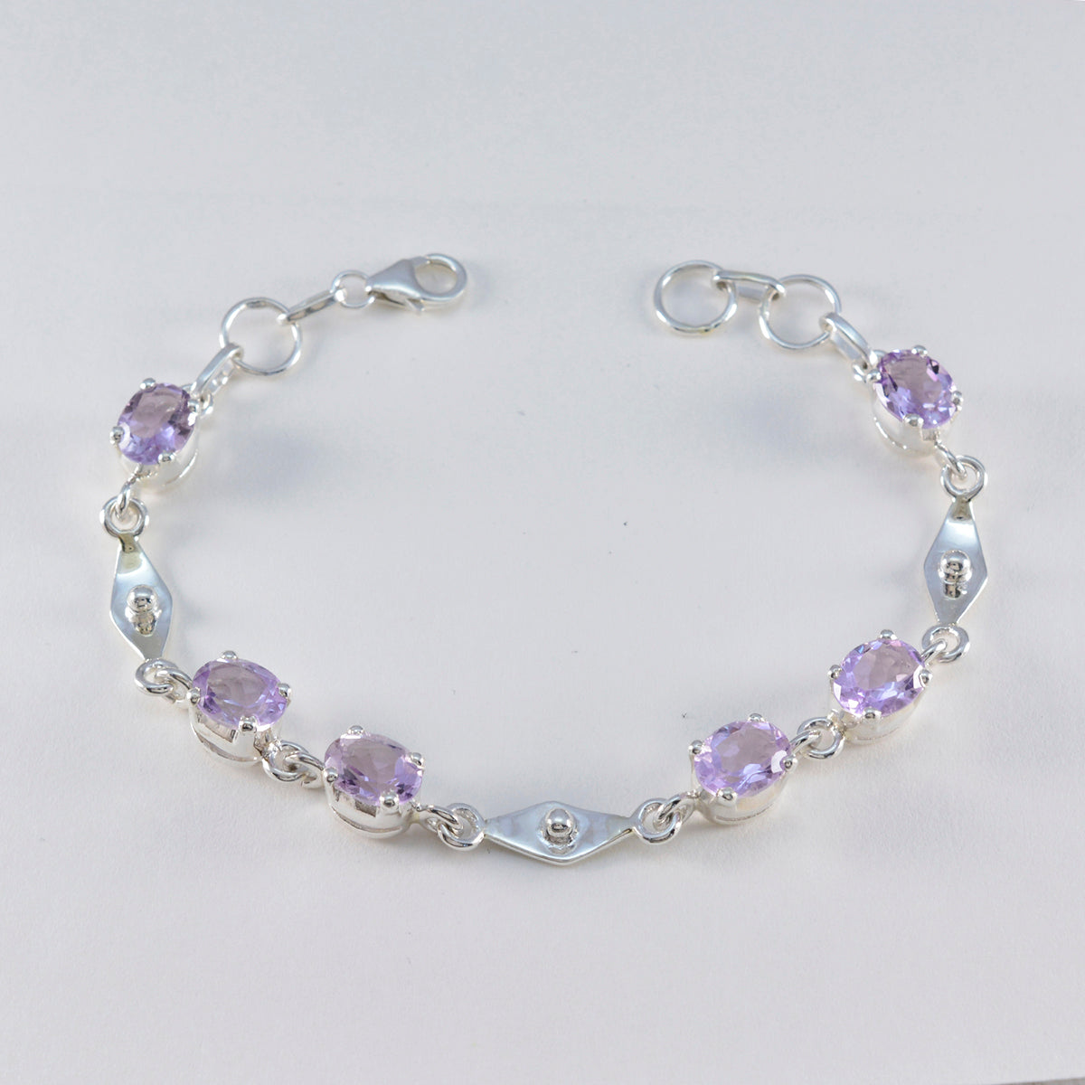 Amethyst Blue Monday Slim Purple Sterling Silver Links Bracelet