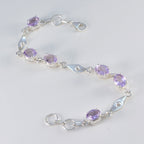 Amethyst Blue Monday Slim Purple Sterling Silver Links Bracelet