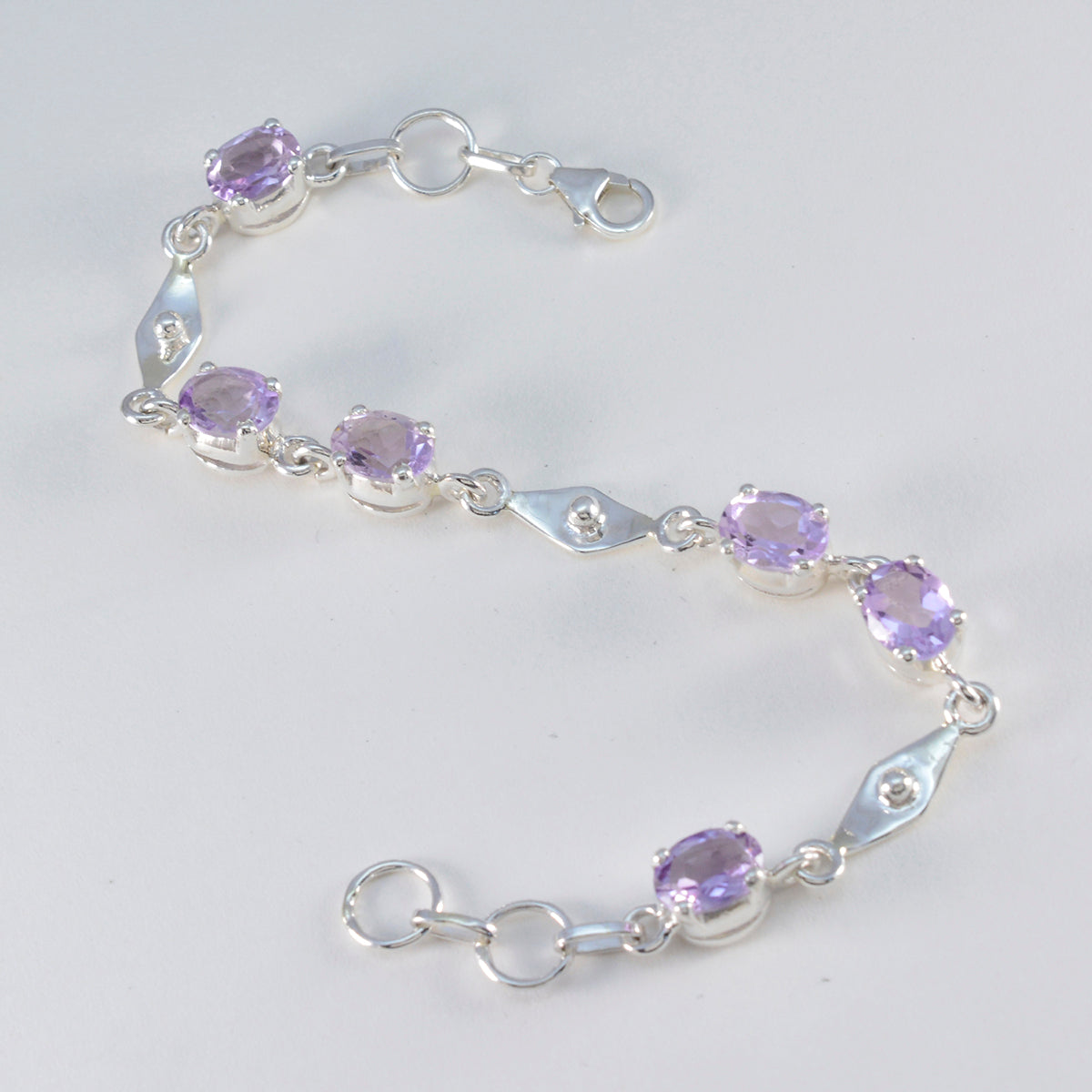 Amethyst Blue Monday Slim Purple Sterling Silver Links Bracelet