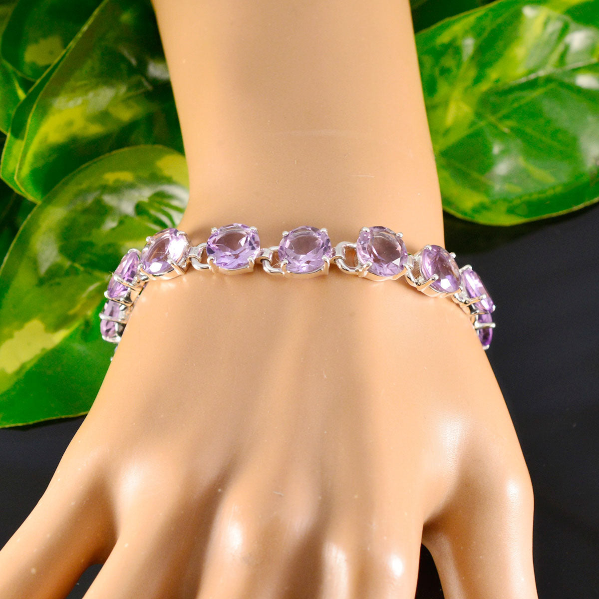 Amethyst Book Lovers Day Tiny Purple 925 Silver Links Bracelet