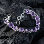 Amethyst Book Lovers Day Tiny Purple 925 Silver Links Bracelet