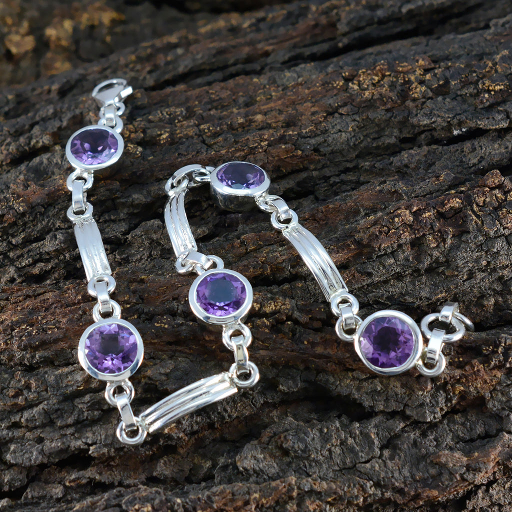Amethyst Bow Tie Day Featherlight Purple Silver Links Bracelet
