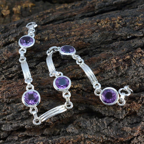 Amethyst Bow Tie Day Featherlight Purple Silver Links Bracelet