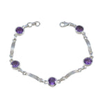 Amethyst Bow Tie Day Featherlight Purple Silver Links Bracelet