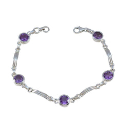Amethyst Bow Tie Day Featherlight Purple Silver Links Bracelet