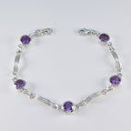 Amethyst Bow Tie Day Featherlight Purple Silver Links Bracelet