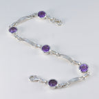 Amethyst Bow Tie Day Featherlight Purple Silver Links Bracelet