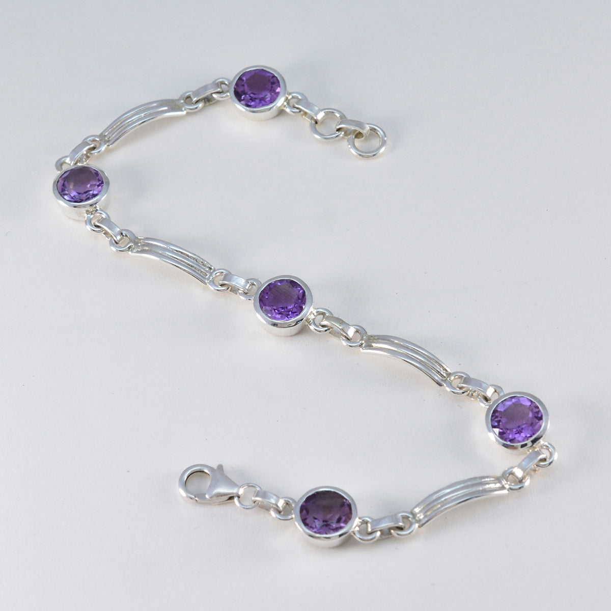 Amethyst Bow Tie Day Featherlight Purple Silver Links Bracelet