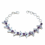 Amethyst Breast Cancer Awareness Month Eye-catching Purple 925 Silver Tennis Bracelet