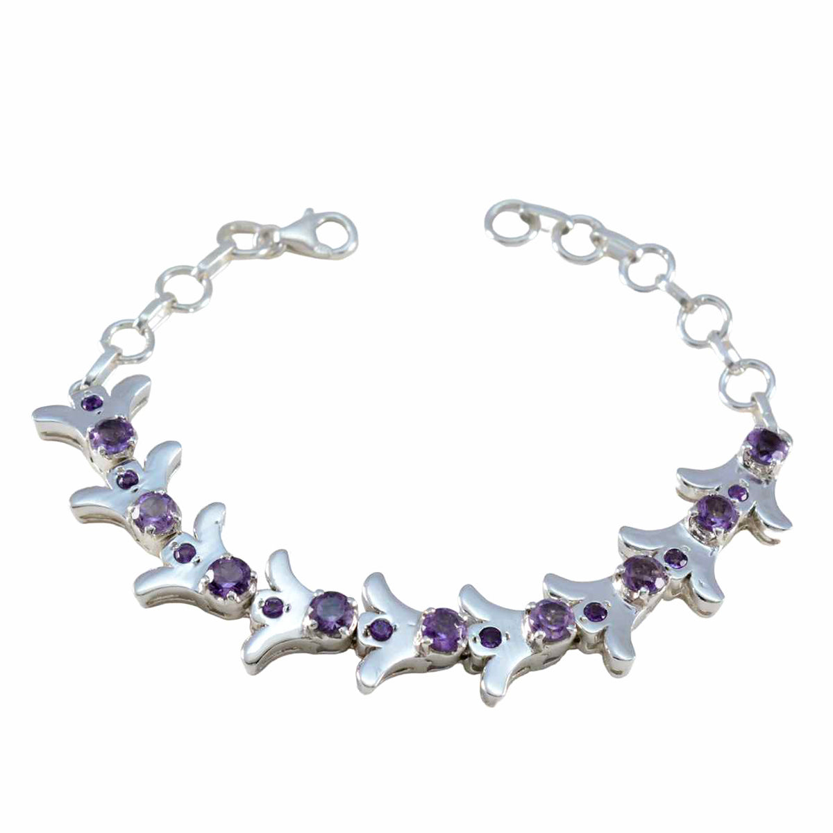 Amethyst Breast Cancer Awareness Month Eye-catching Purple 925 Silver Tennis Bracelet