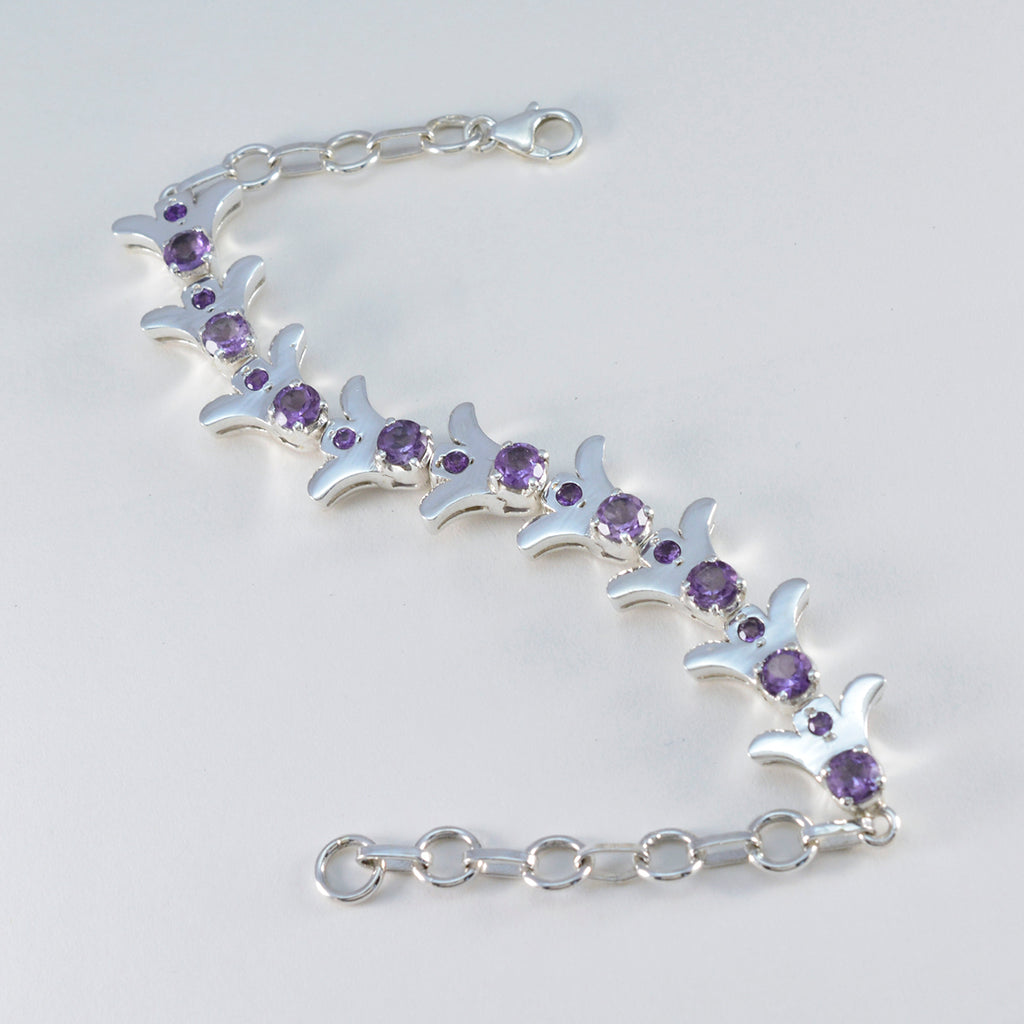 Amethyst Breast Cancer Awareness Month Eye-catching Purple 925 Silver Tennis Bracelet