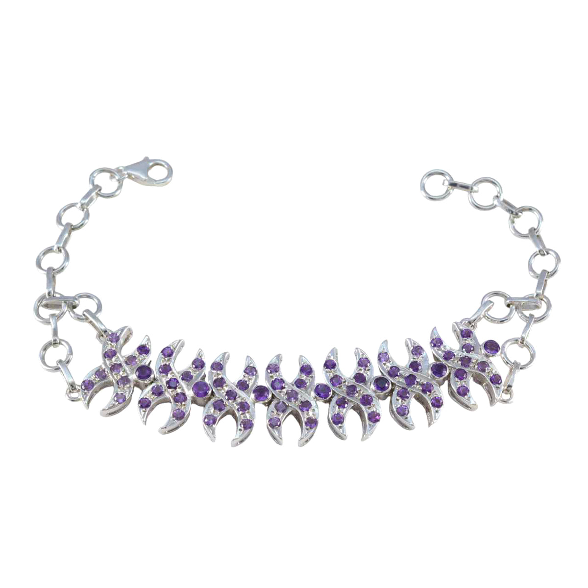 Amethyst Bridal Classic Purple Silver Tennis Bracelet