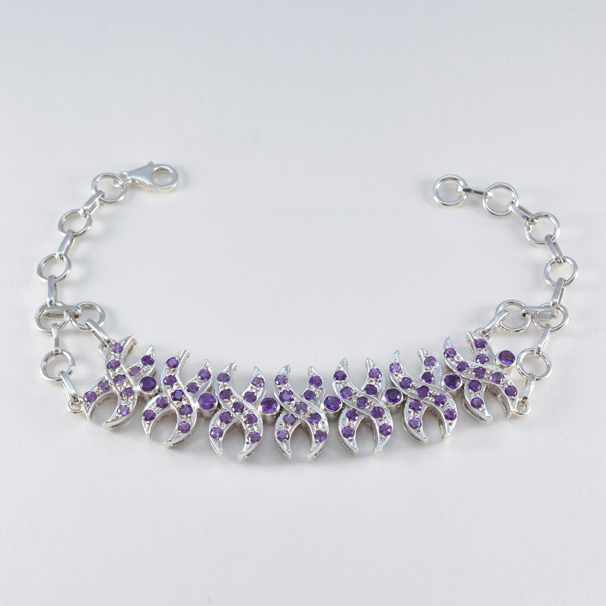 Amethyst Bridal Classic Purple Silver Tennis Bracelet