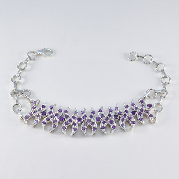 Amethyst Bridal Classic Purple Silver Tennis Bracelet