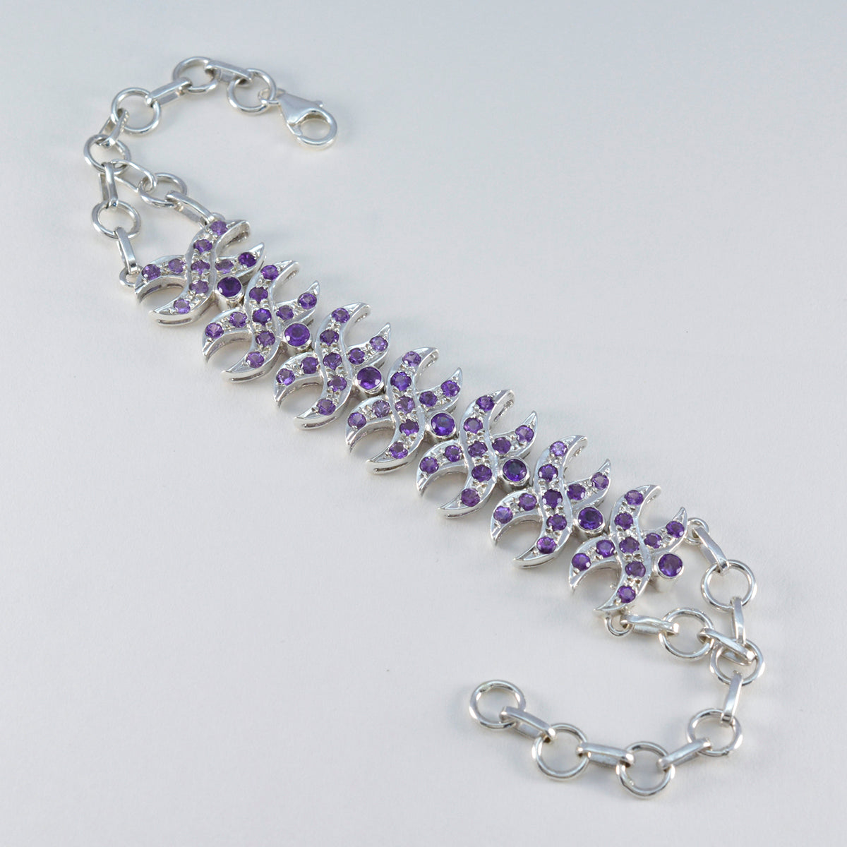 Amethyst Bridal Classic Purple Silver Tennis Bracelet