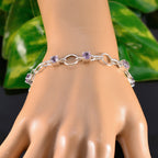 Amethyst BST ends Delicate Purple Sterling Silver Links Bracelet