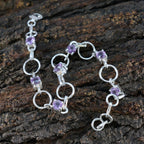 Amethyst BST ends Delicate Purple Sterling Silver Links Bracelet