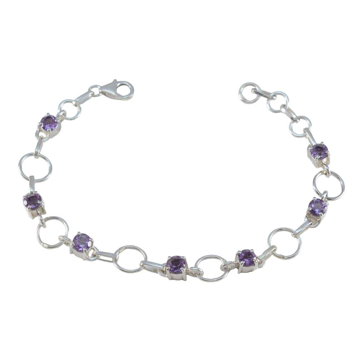 Amethyst BST ends Delicate Purple Sterling Silver Links Bracelet Huvudsaklig produktbild