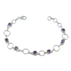 Amethyst BST ends Delicate Purple Sterling Silver Links Bracelet