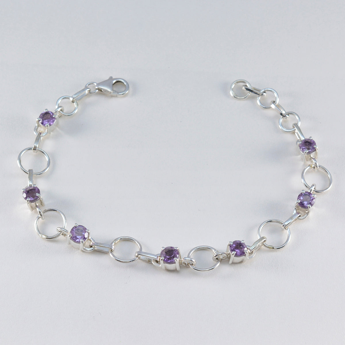 Amethyst BST ends Delicate Purple Sterling Silver Links Bracelet