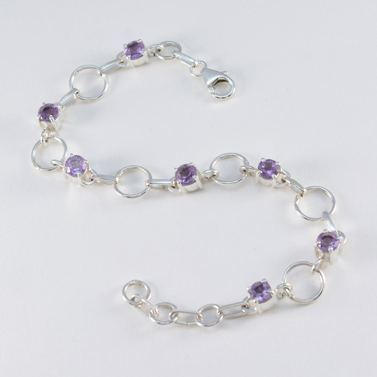 Amethyst BST ends Delicate Purple Sterling Silver Links Bracelet