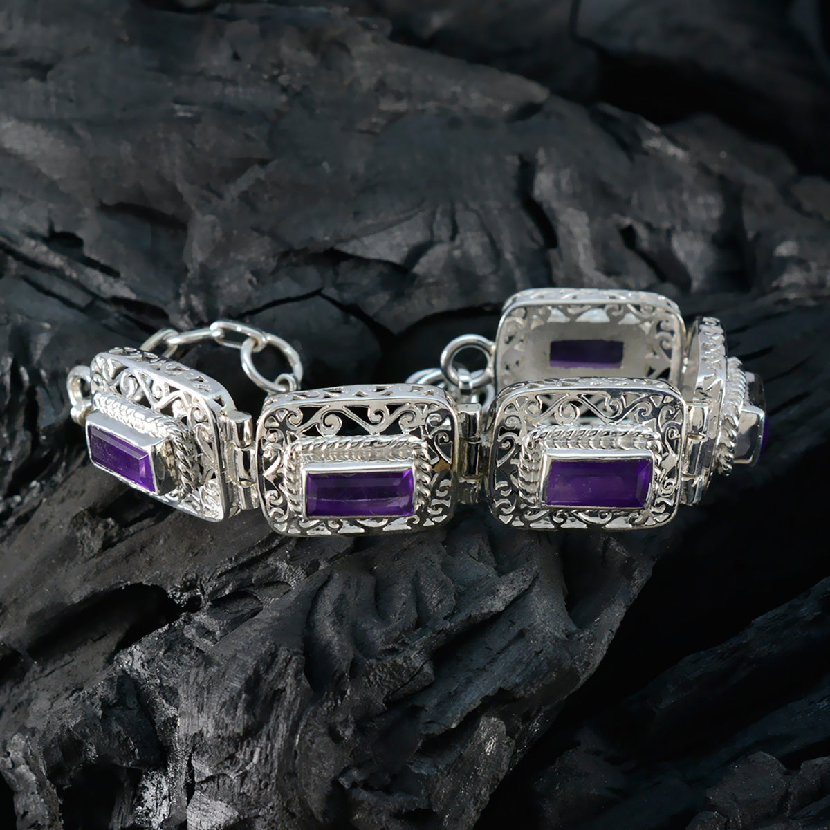 Amethyst BST starts Eye-catching Purple 925 Silver Tennis Bracelet