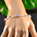 Amethyst Burger Day Whisper-thin Purple Silver Links Bracelet