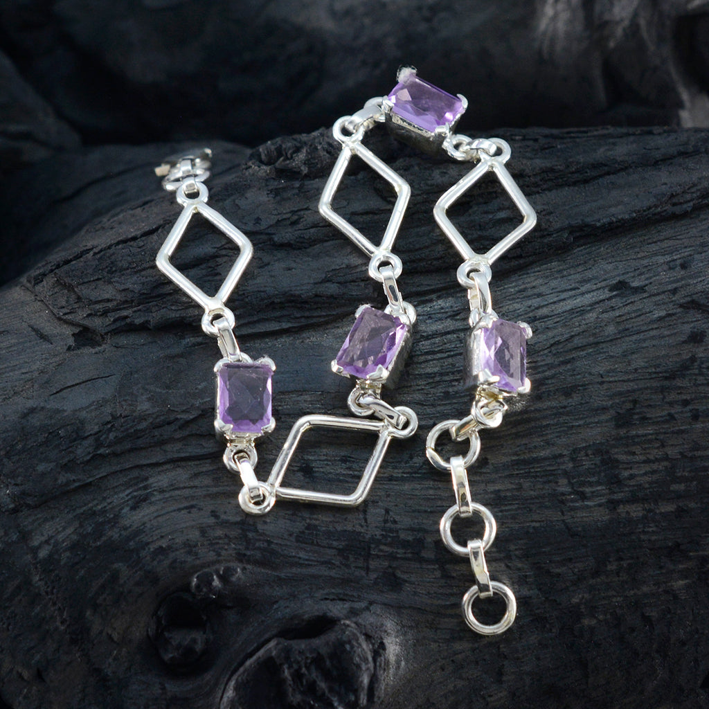 Amethyst Burger Day Whisper-thin Purple Silver Links Bracelet