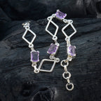 Amethyst Burger Day Whisper-thin Purple Silver Links Bracelet